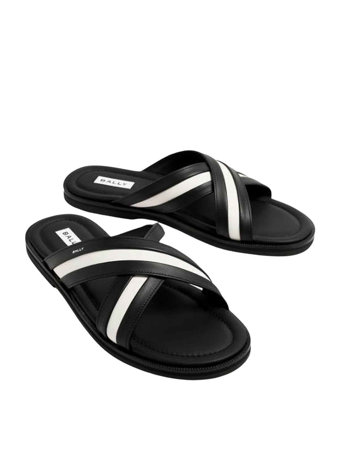 Crisscross Leather Slip-On Sandals with Rubber Sole
