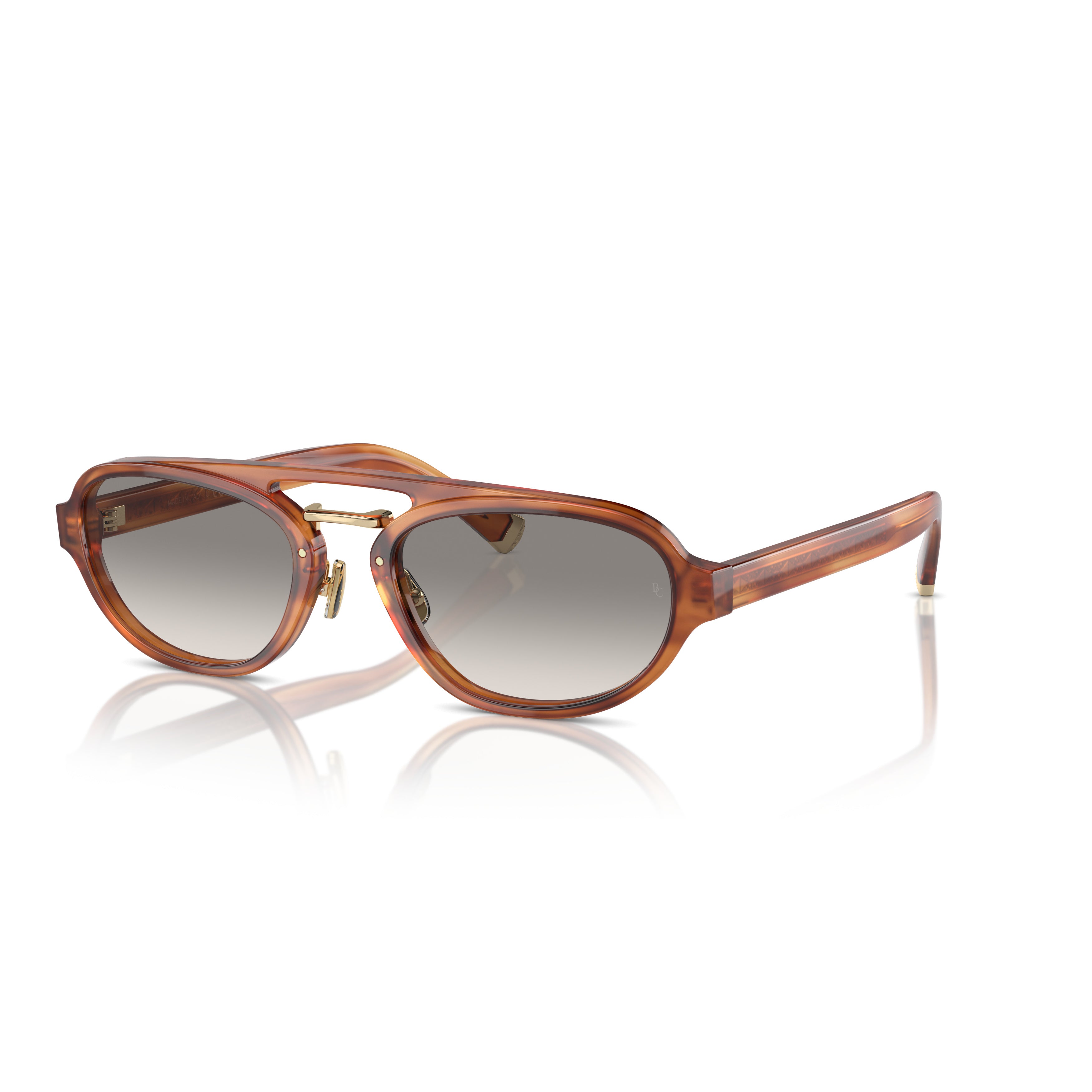 0bc4008s Translucent Amber Oval Sunglasses with Gold Accents