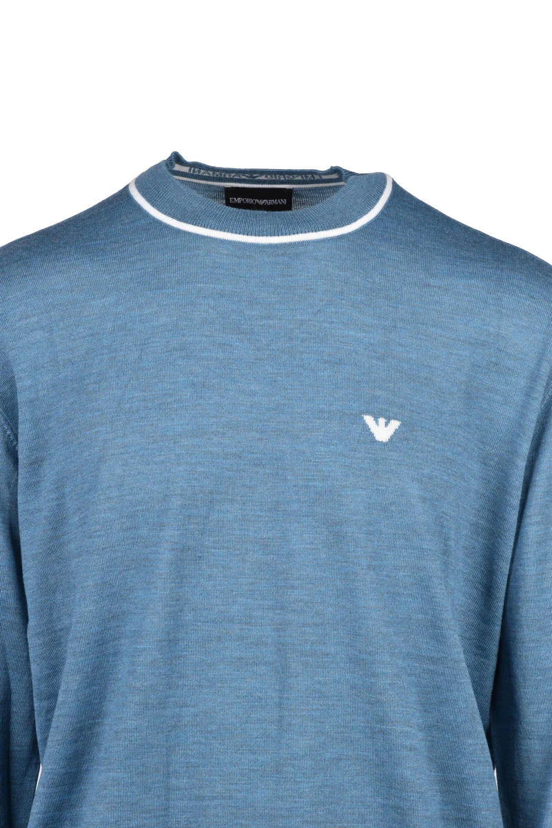 Wool Crew Neck Sweater - Light Blue