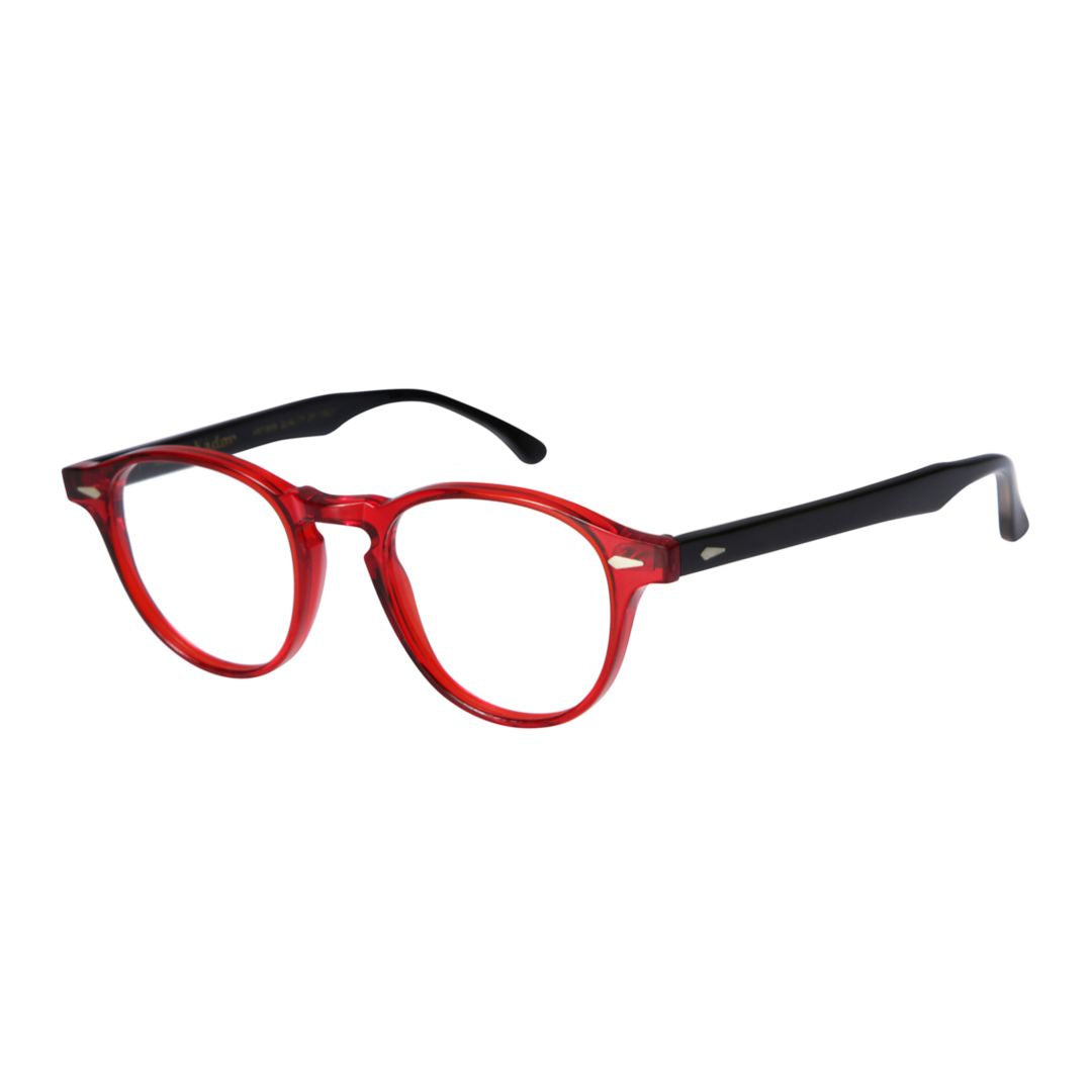 Oxford Rounded Frame Eyeglasses with Bold Red Front