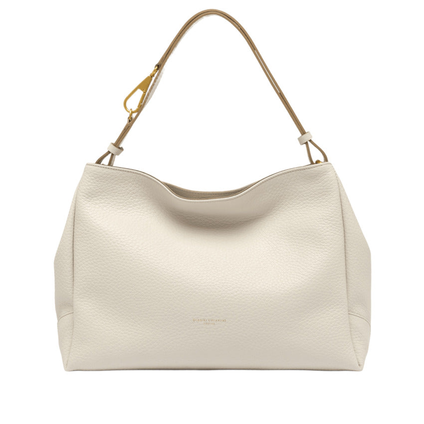 Sand Textured Leather Handbag with Magnetic Closure