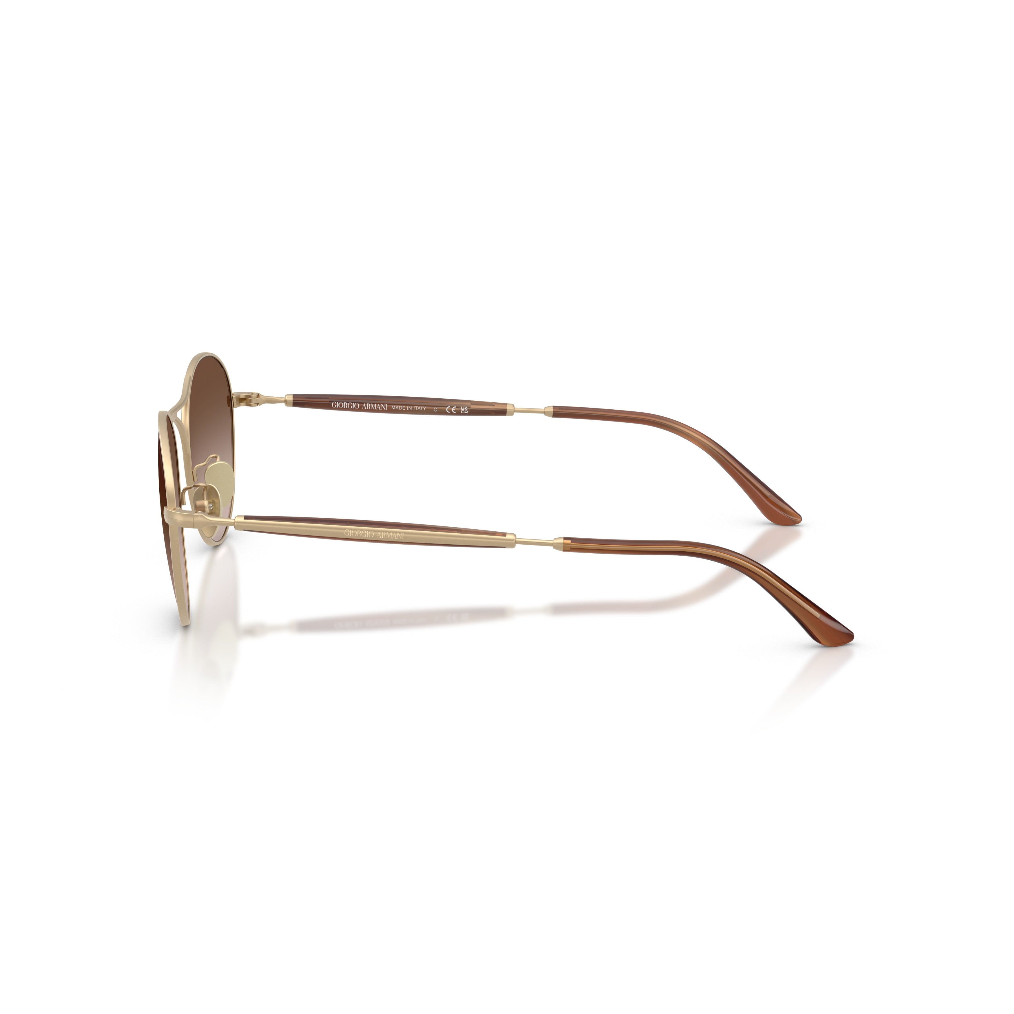 0ar6177 Round Gradient Brown Sunglasses with Gold-Tone Steel Frame