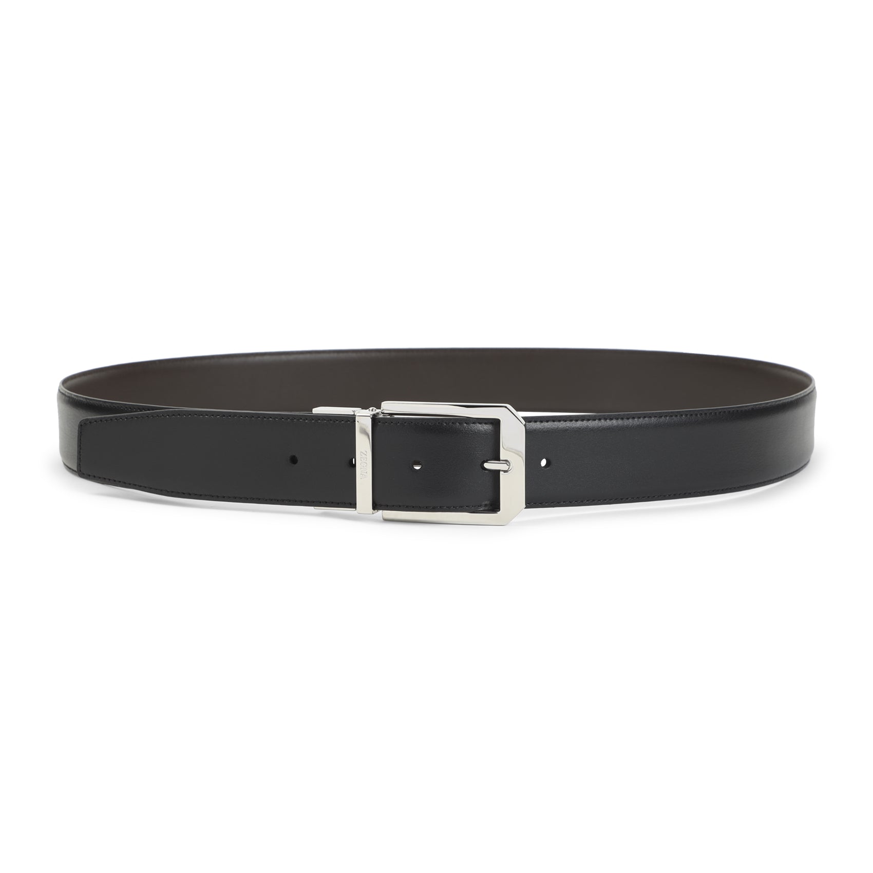 Reversible Leather Belt with Polished Buckle