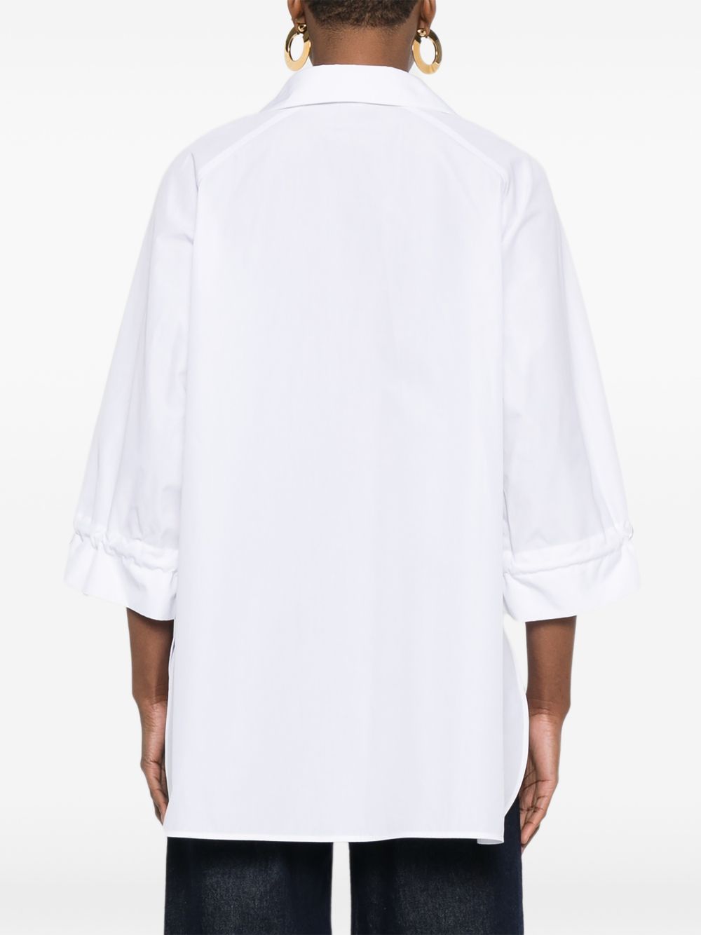 Boxy White Jacket with Deep V-Neckline