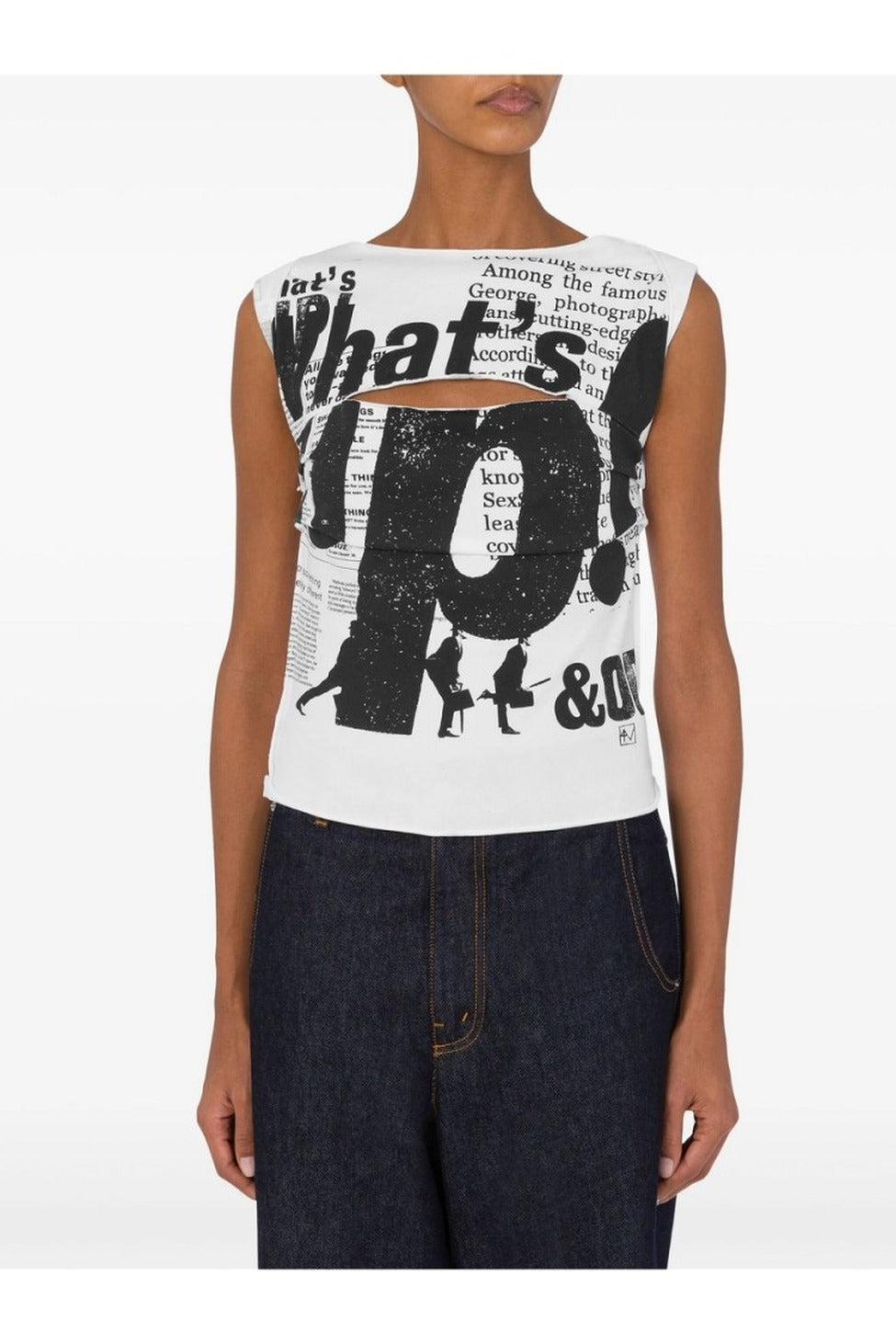 Graphic Print T-Shirt With Cut-Out Details