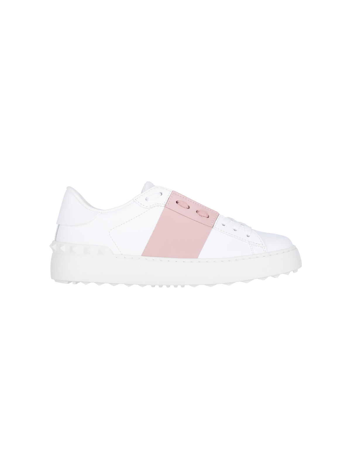 Rockstud Untitled Sneakers with Contrast Pink Accents