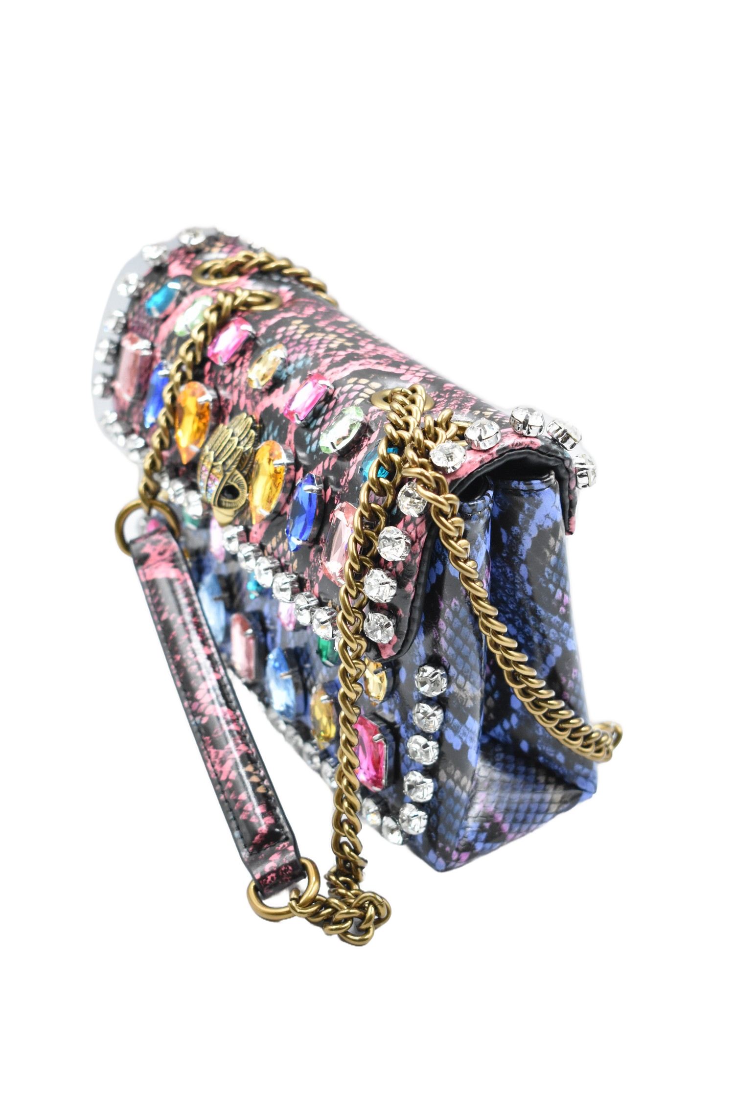 Structured Handbag With Snakeskin Pattern