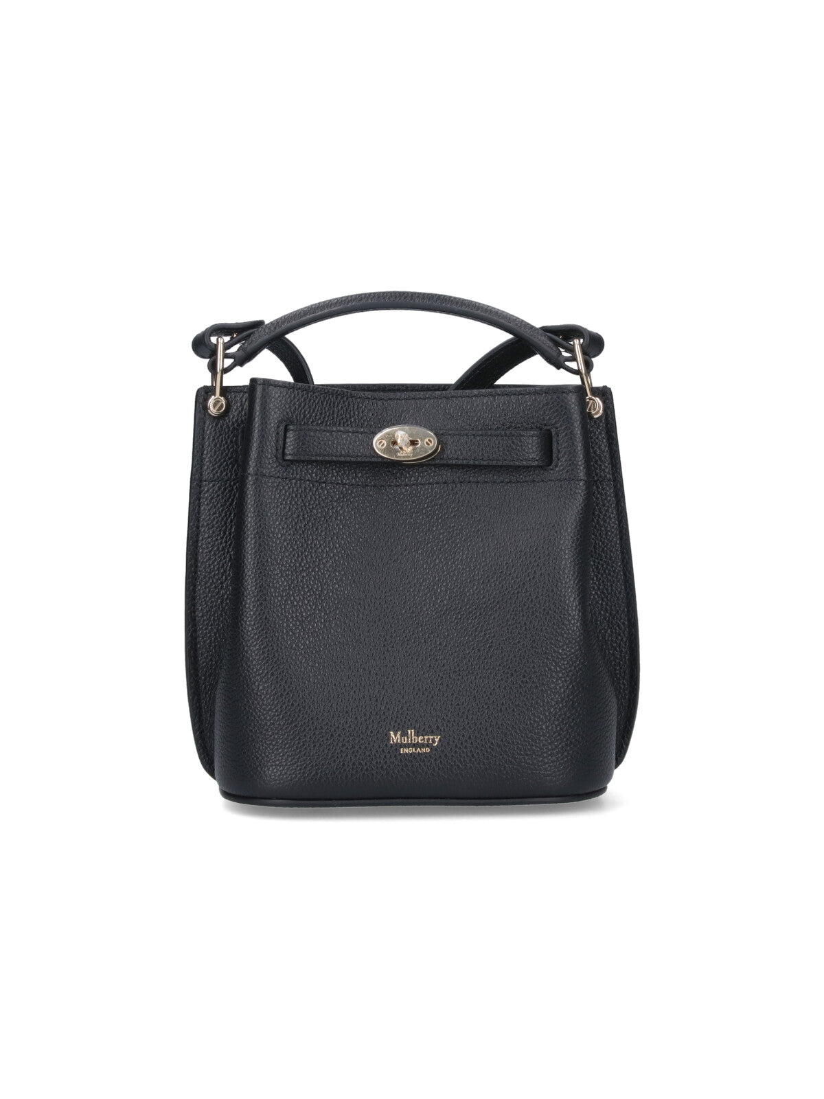Mini Bucket Bag in Textured Black Leather