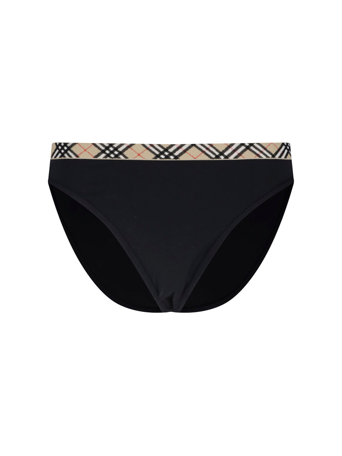 Black Check Waistband Minimalist Bikini Bottom