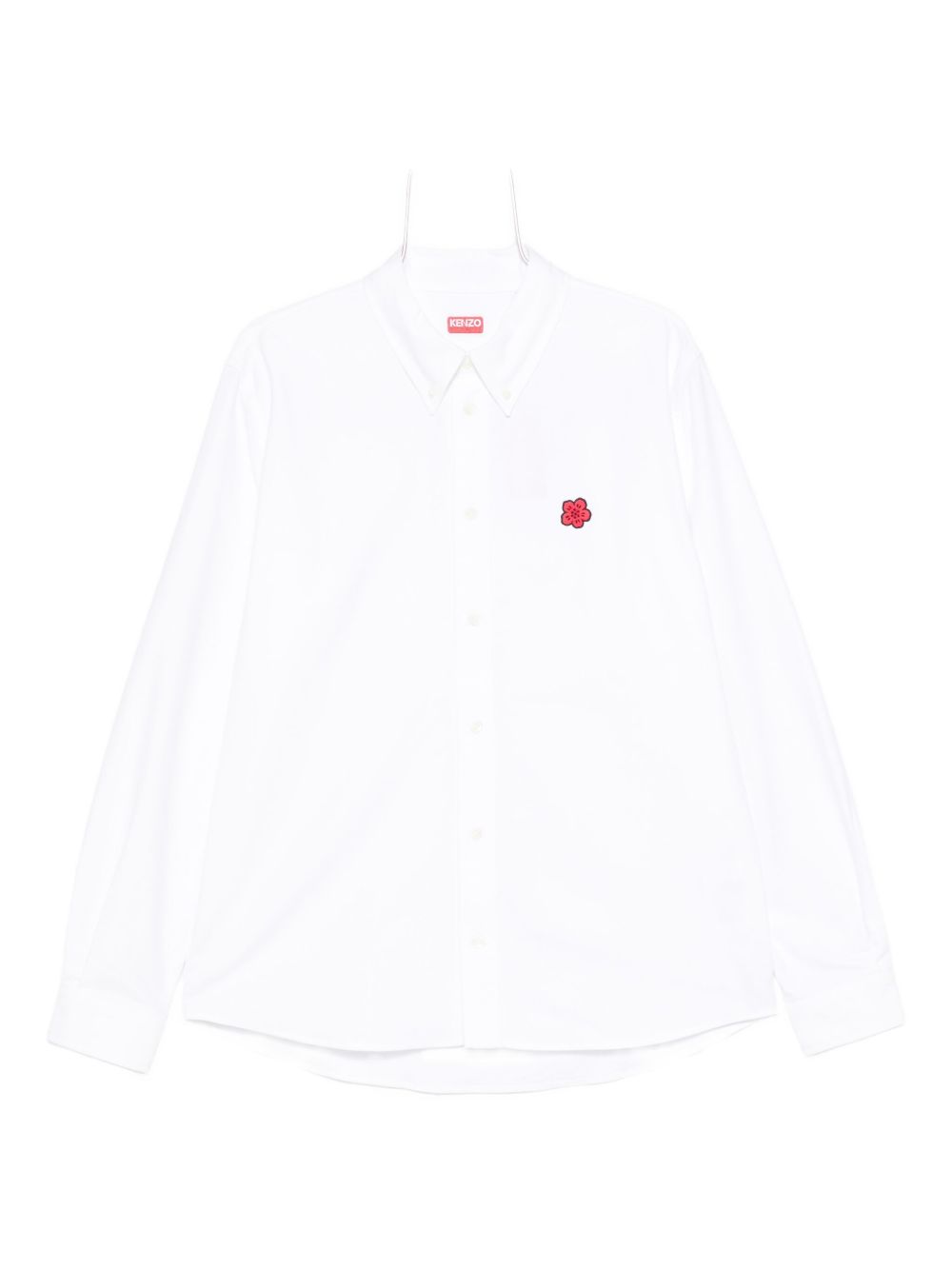 White Button-Up Shirt With Embroidered Detail
