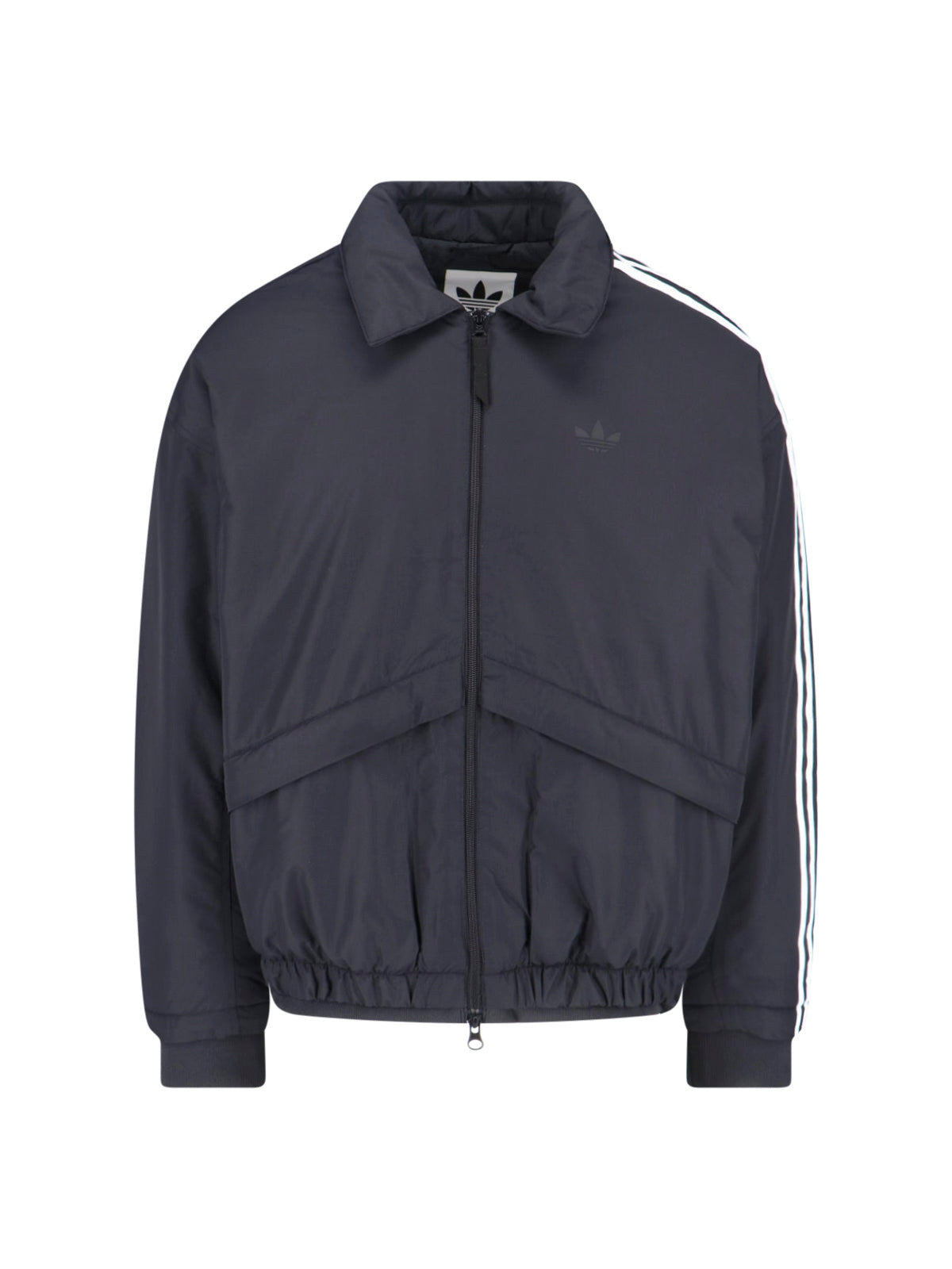 Bomber Jacket with Contrast Stripes and Zip Closure