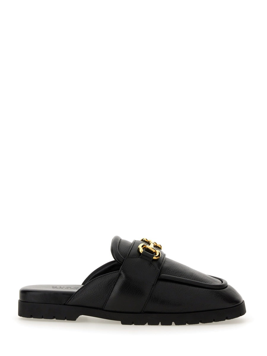 Men's Leather Sabot Shoe with Clamp Detail