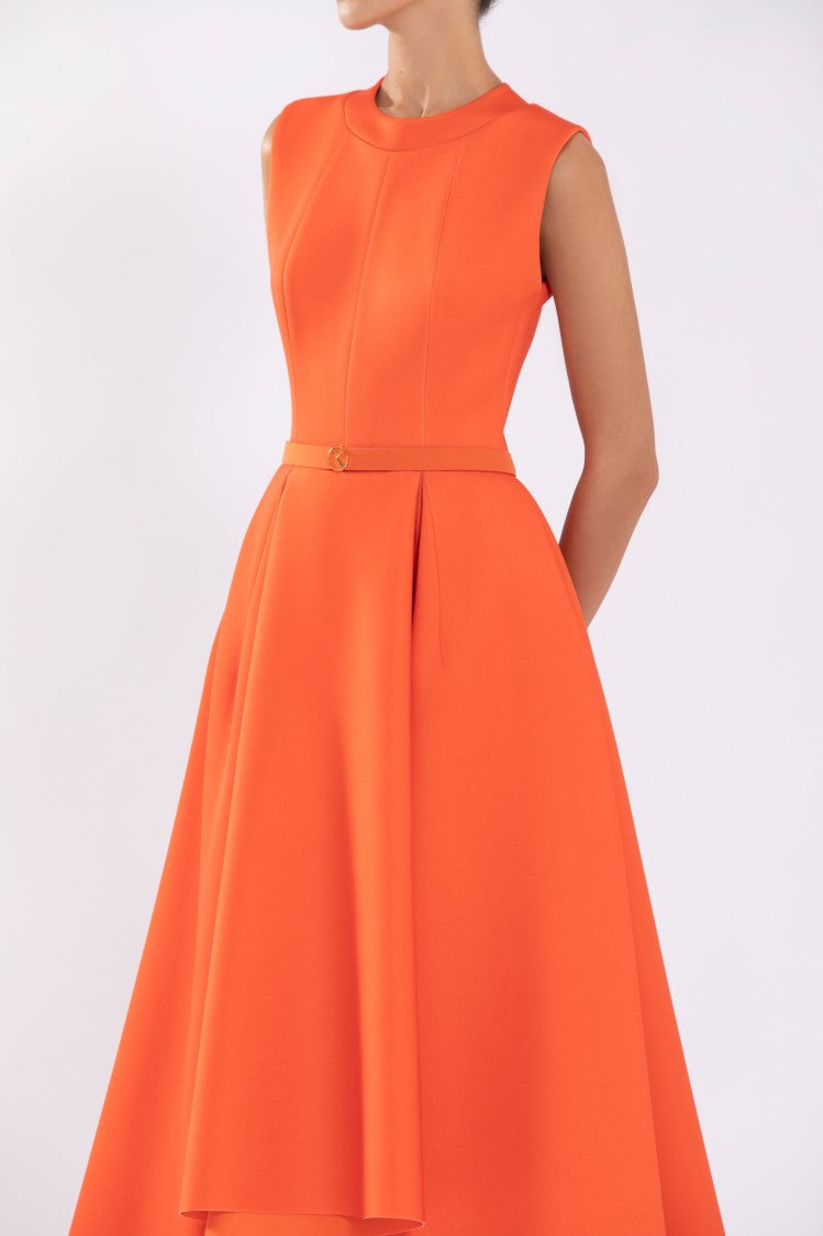 Neoprene Dress With High-Low Skirt