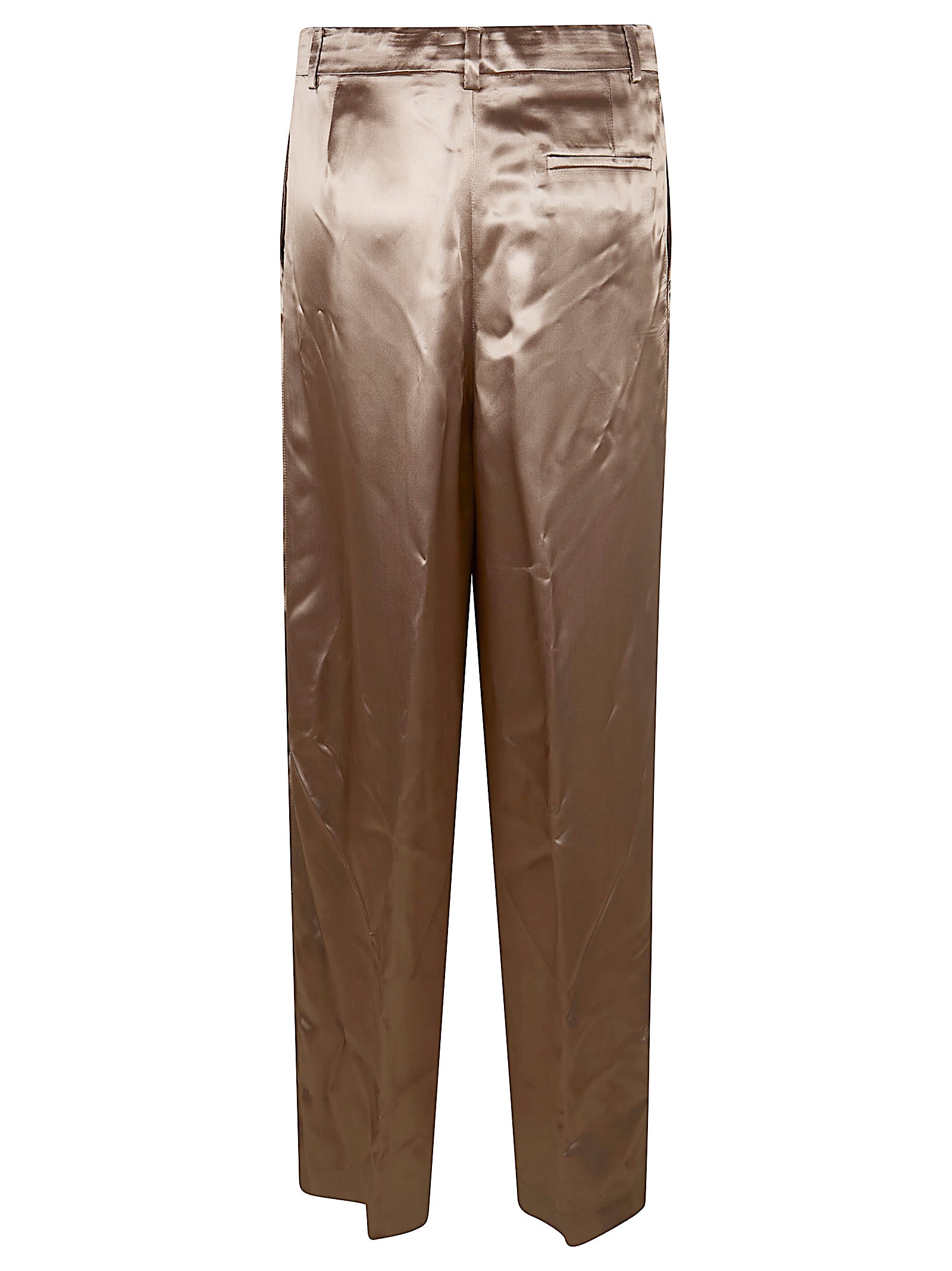 Straight-Fit Satin-Finish Trousers