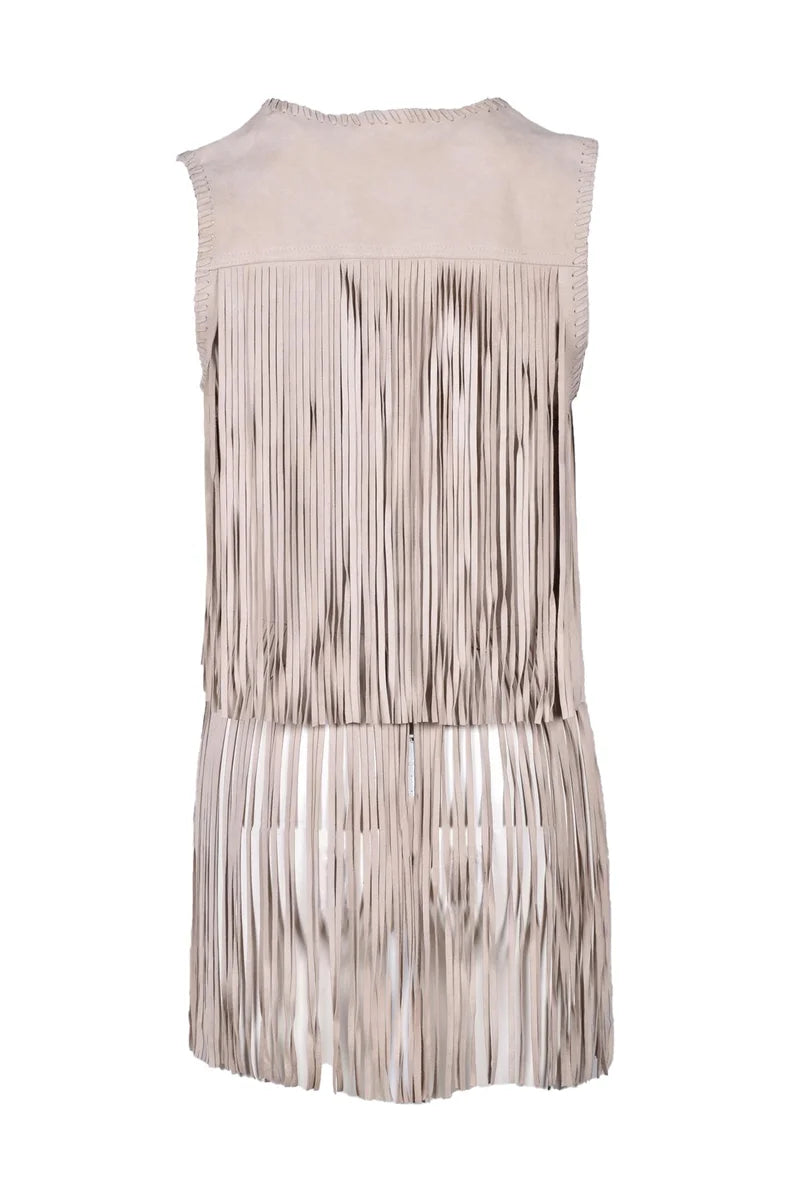 Leather Vest - Beige