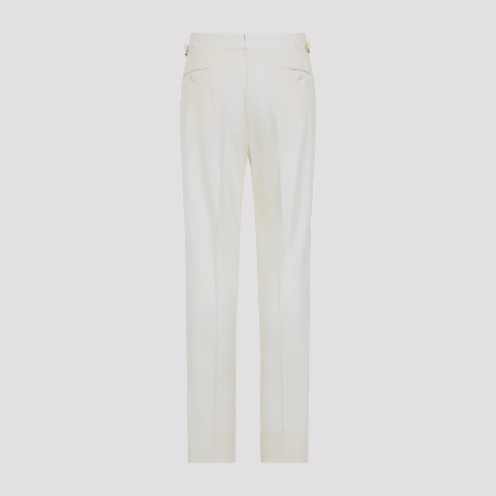 Tailored White Wool Trousers with Refined Silhouette