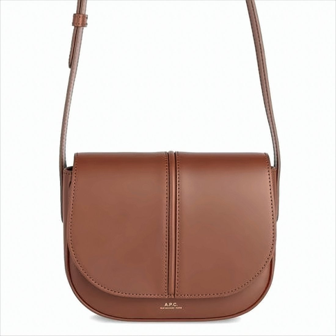 Smooth Structured Shoulder Bag with Rounded Flap Closure