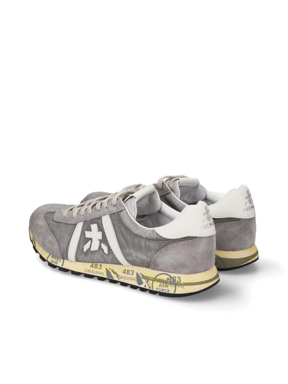Stone Gray Nylon Suede Lace-Up Sneakers