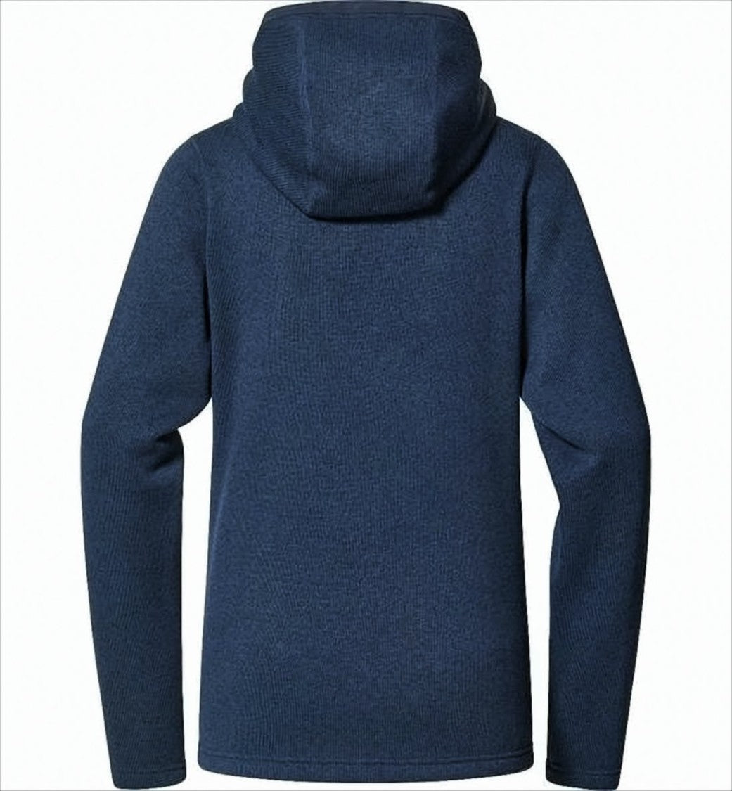 Textured Blue Zip-Up Jacket with Hood