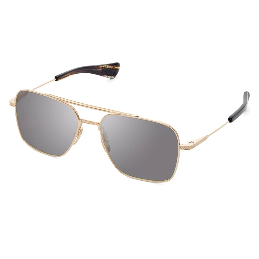 Flight-Seven Rectangular Dark Lenses with Gold Metal Frame