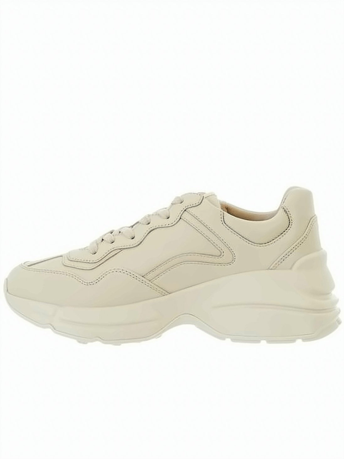 Chunky Creamy Beige Sneakers With Embossed Logo