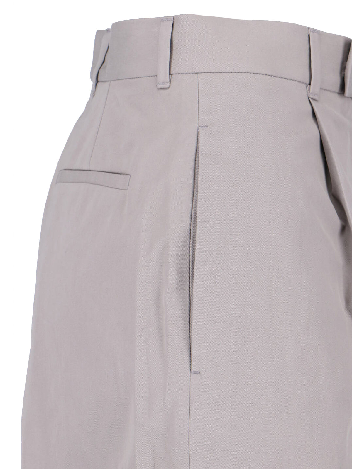 Grey High-Waisted Tailored Cotton Trousers