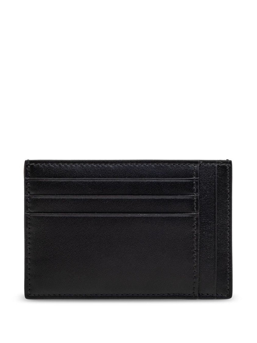 Textured Leather Card Wallet with Embossed Double-G Logo
