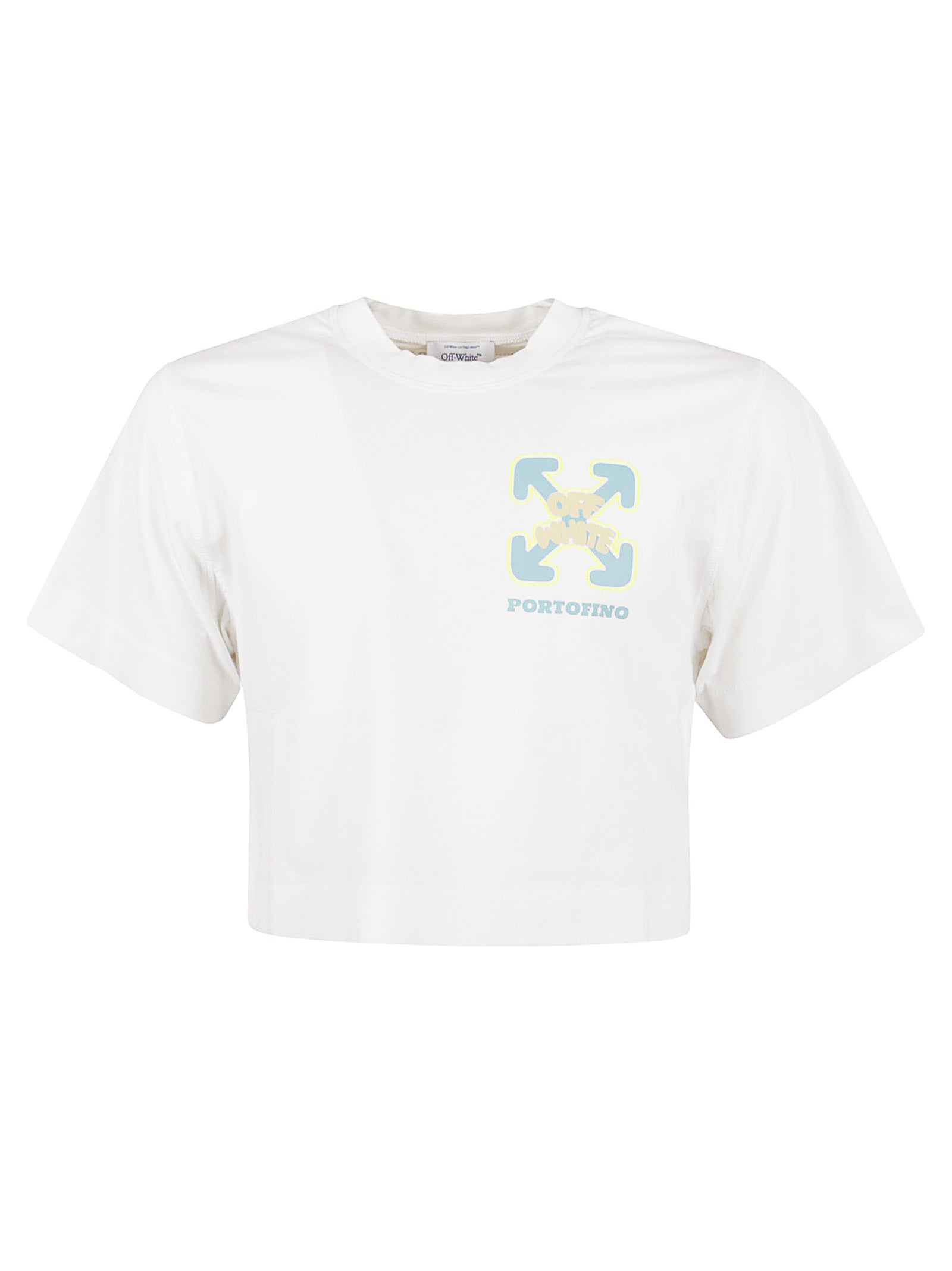 Cropped Short-Sleeve Cotton T-Shirt with Graphic Prints