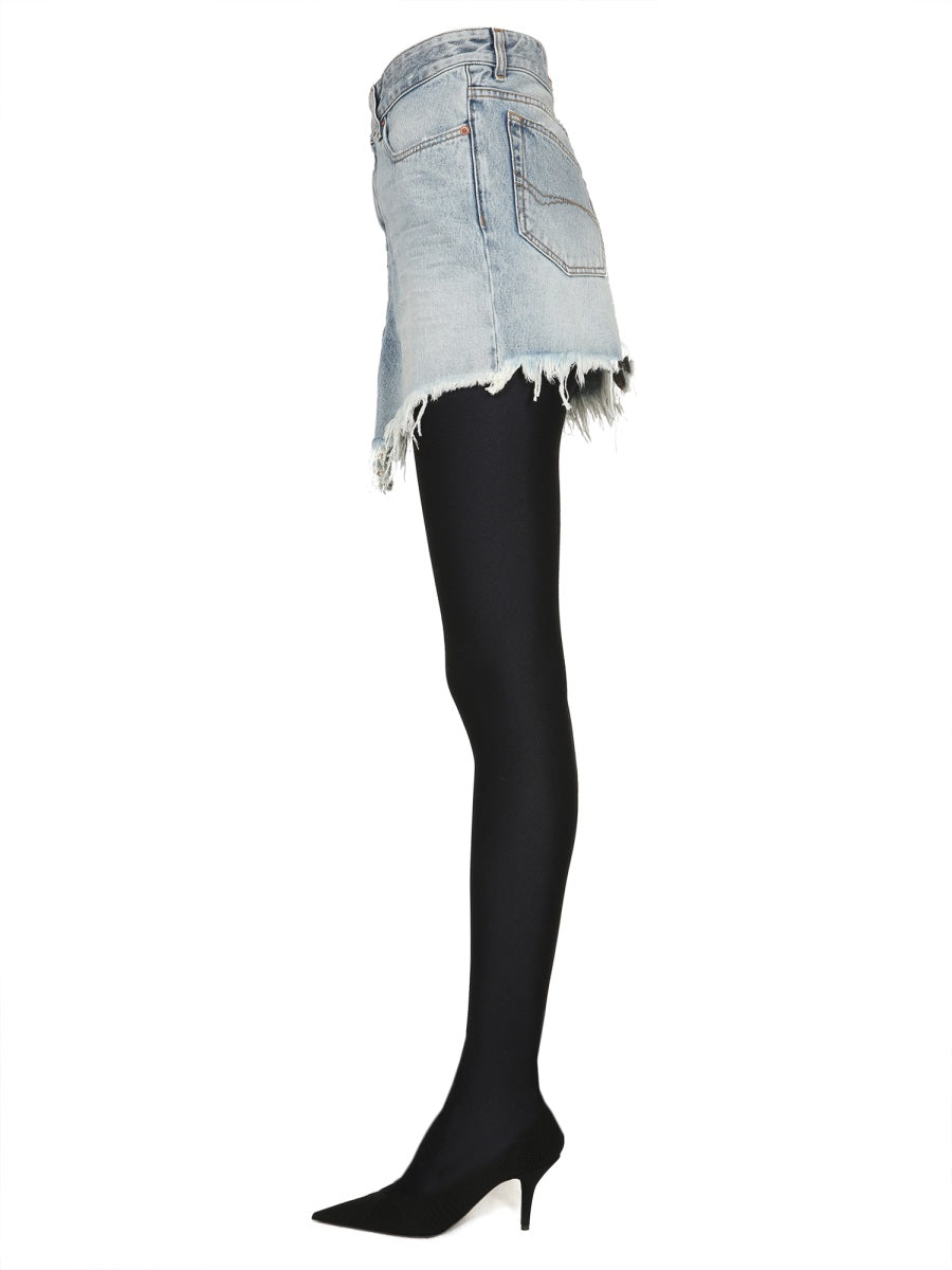 Fitted Mini Skirt with Belt Loops in Cotton