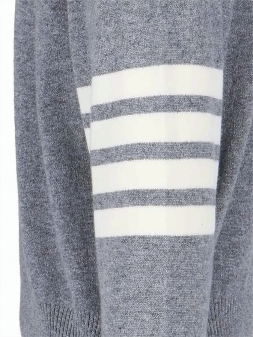 Cashmere Knit Sweater with Subtle Stripe Detail and Button Accents