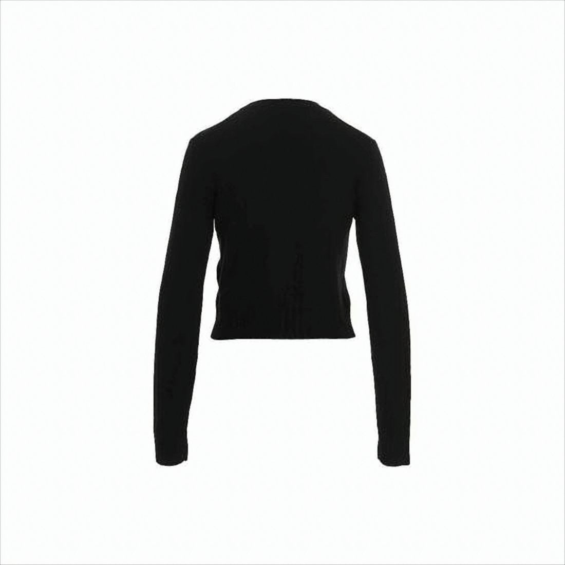 Fitted Black Wool Sweater with Crew Neckline