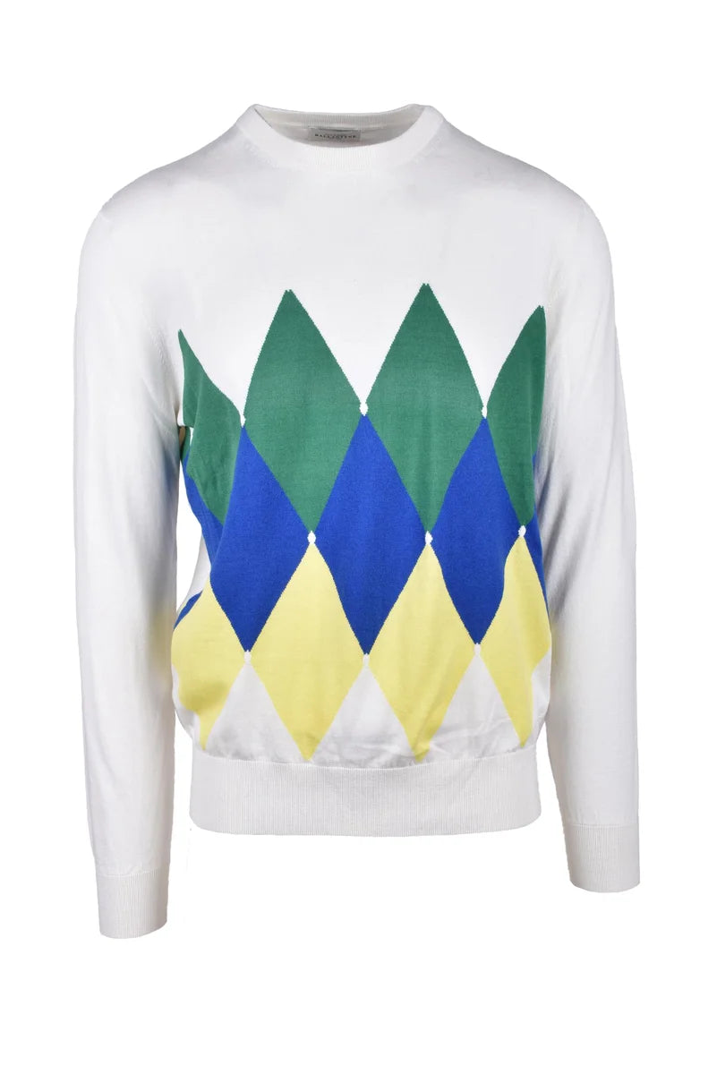Cotton and Cashmere Sweater - White/Green