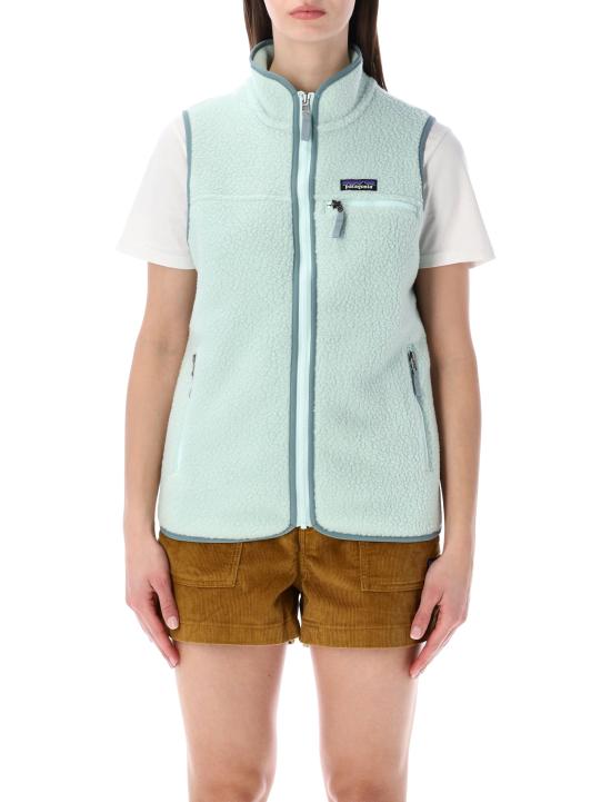 Textured Fleece Vest With High Collar And Zipper Closure