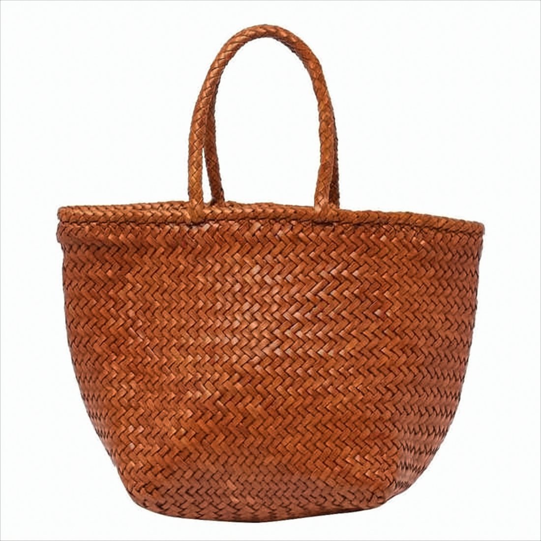 Woven Buffalo Leather Small Tote Bag