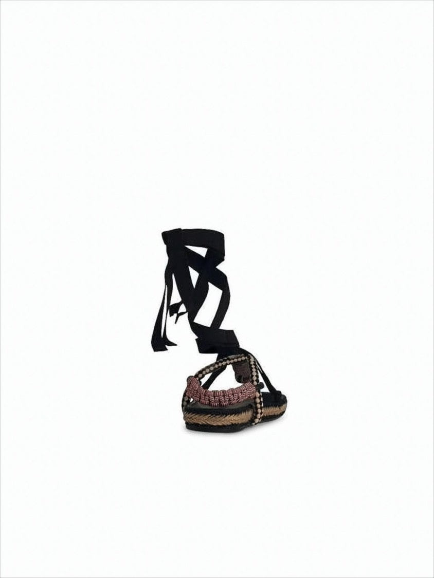 Woven Black Sandals with Braided Strap