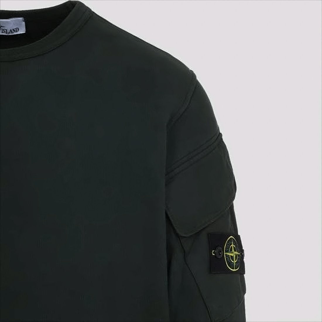 Long-Sleeve Crewneck Sweatshirt with Logo Badge and Ribbed Details