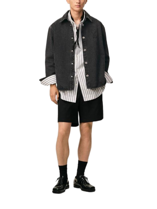 Tone-on-Tone Heart Logo Cotton Overshirt