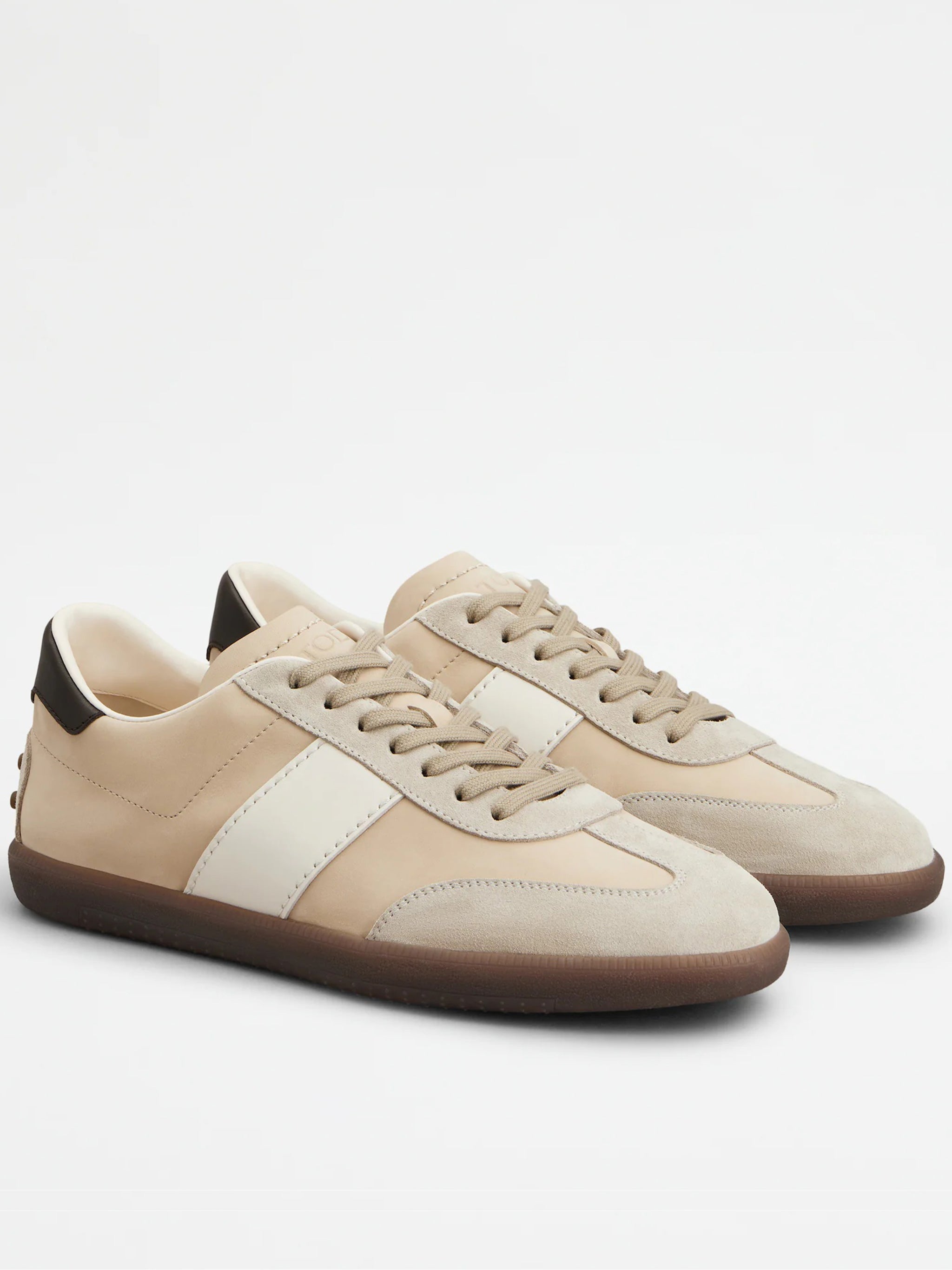 Beige Calzature Low-Top Leather Sneakers