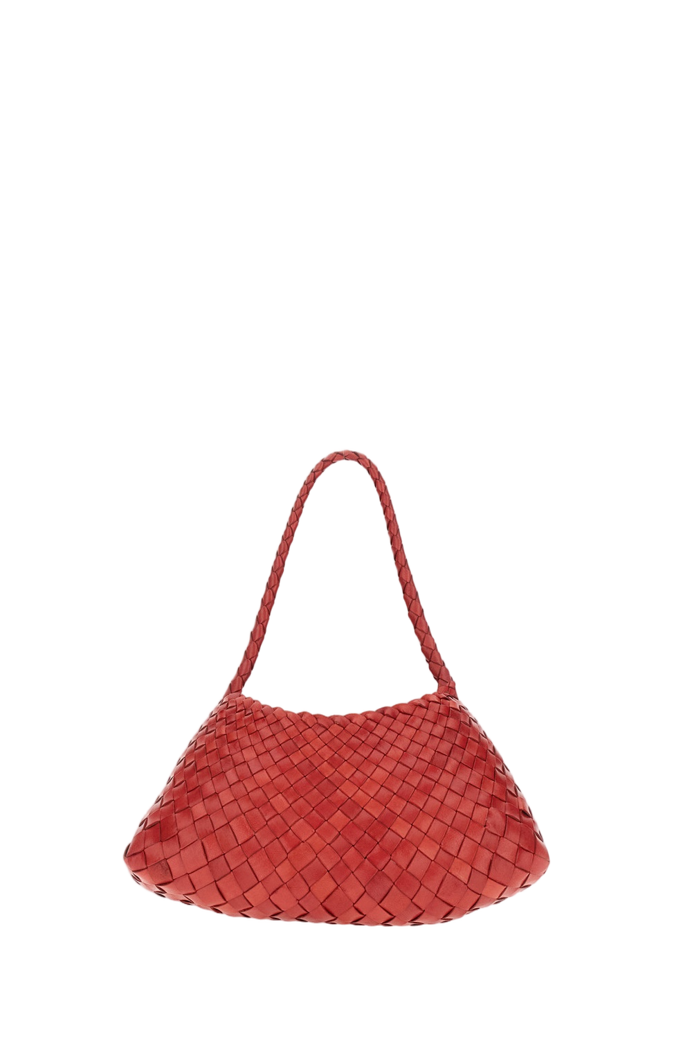 Woven Leather Handbag With Curved Silhouette