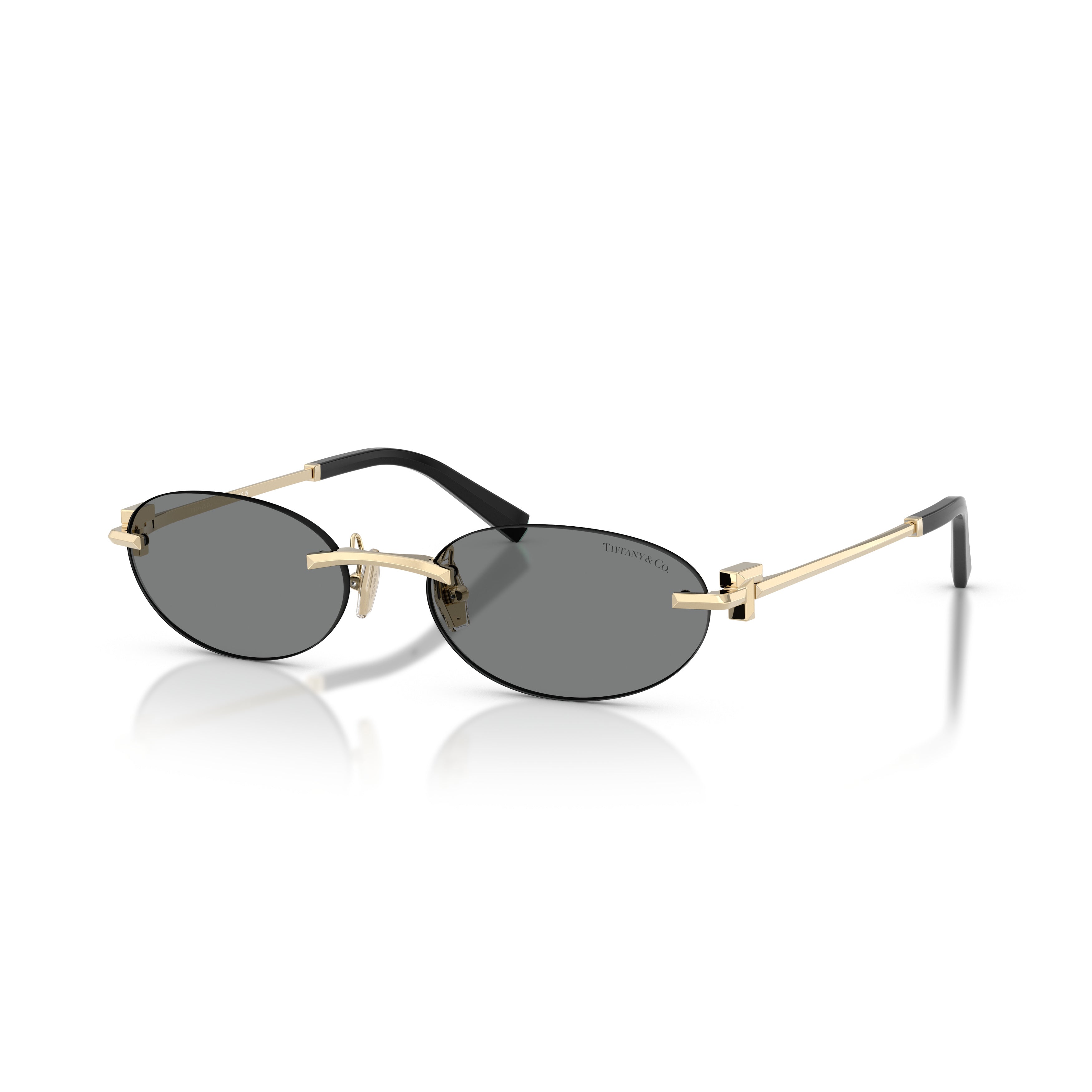 Oval Rimless Sunglasses With Gold-Tone Metal Frame