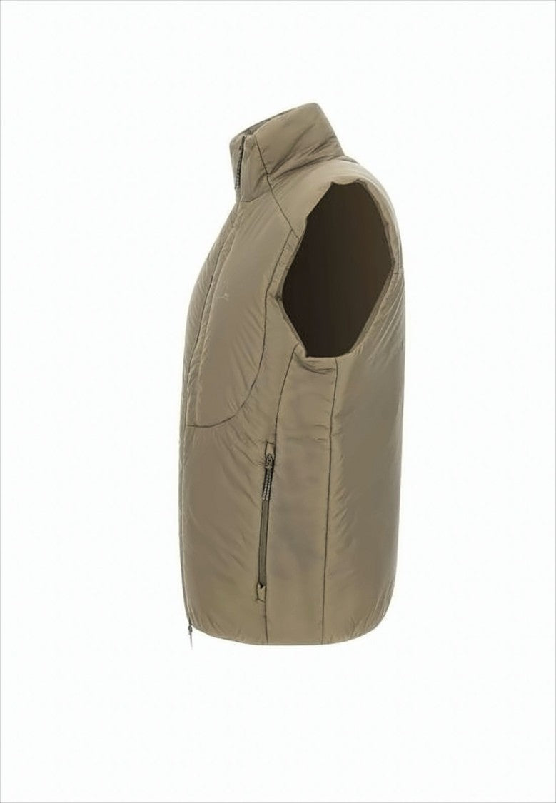 High-Collar Sleeveless Vest With Minimalist Logo