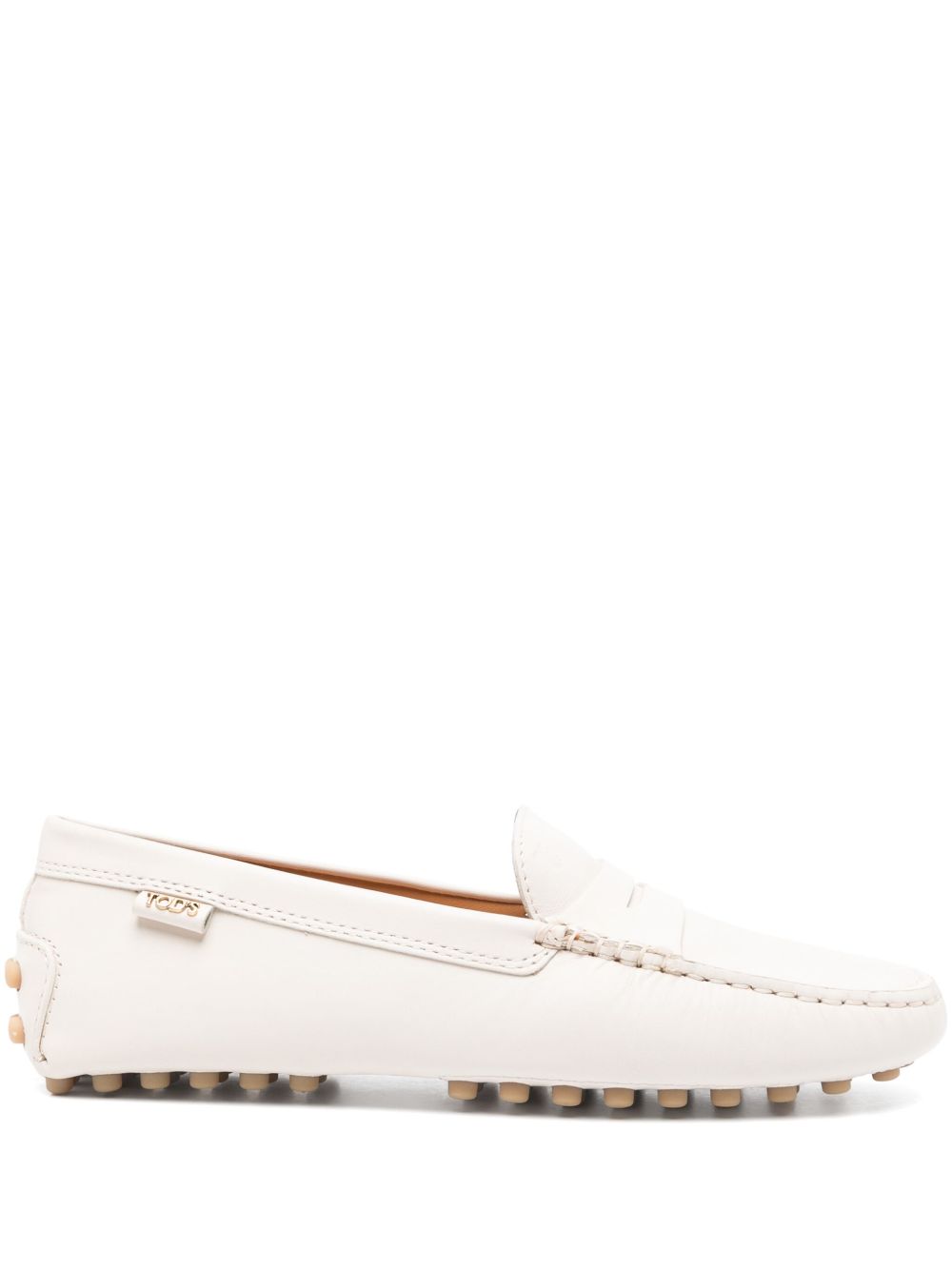 Calfskin Leather Flats with Pebbled Sole