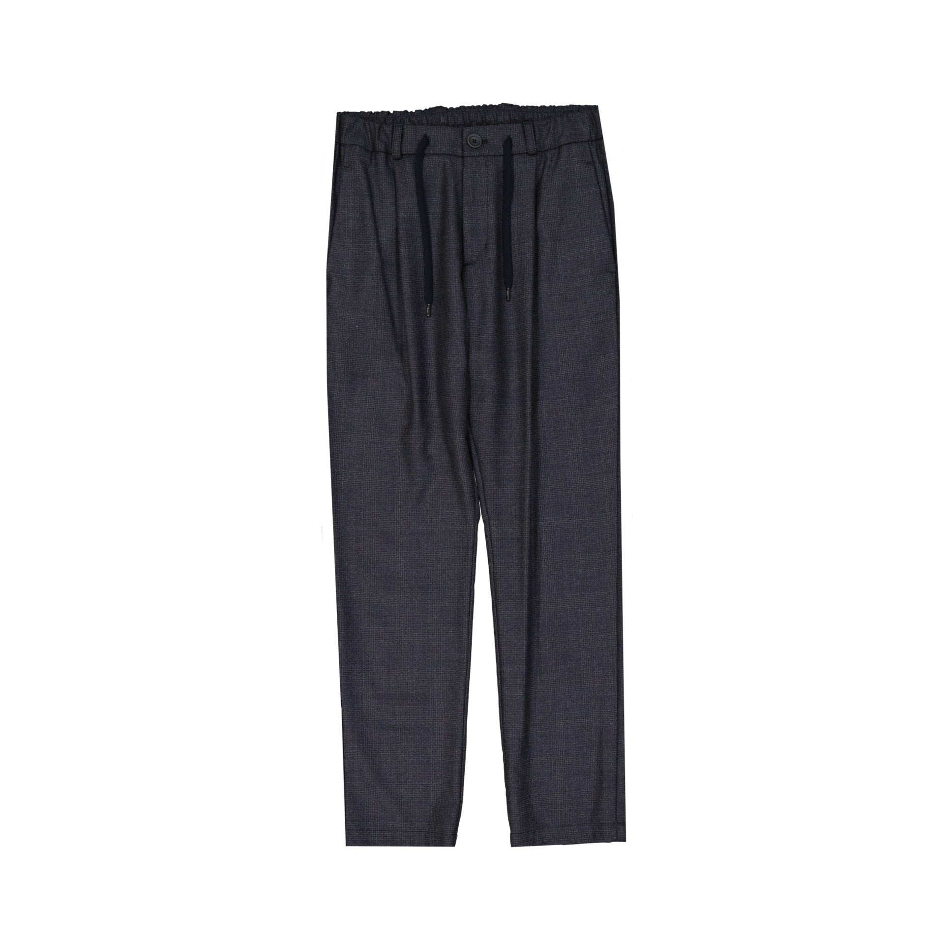 Textured Grey Wool Trousers With Drawstring Waist