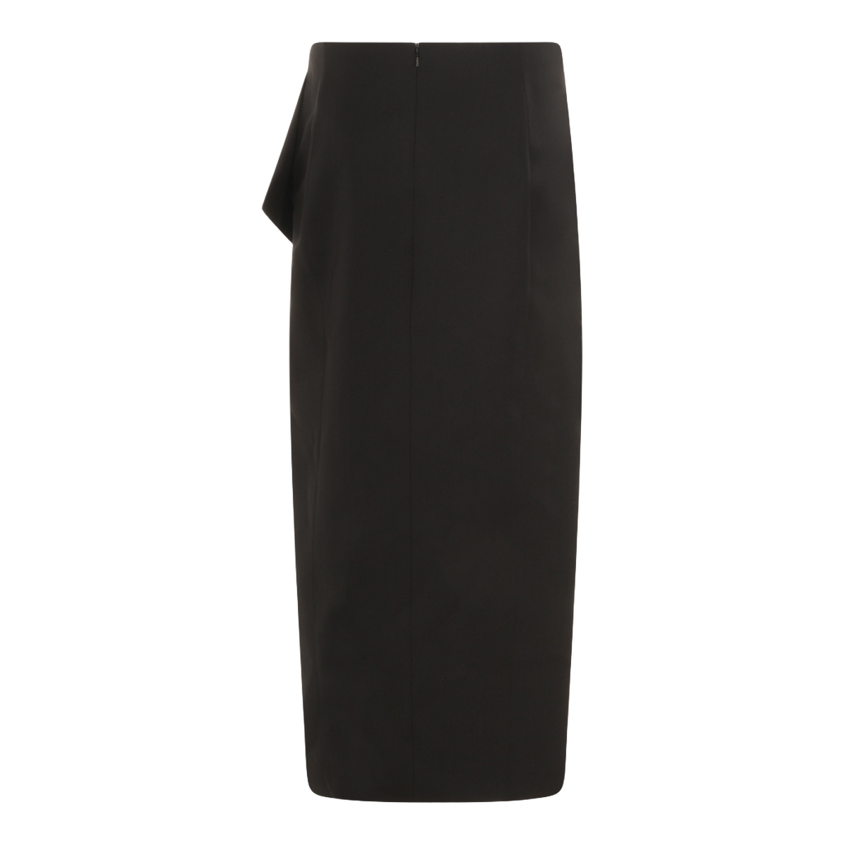 Asymmetrical Black Midi Skirt with Draped Detail