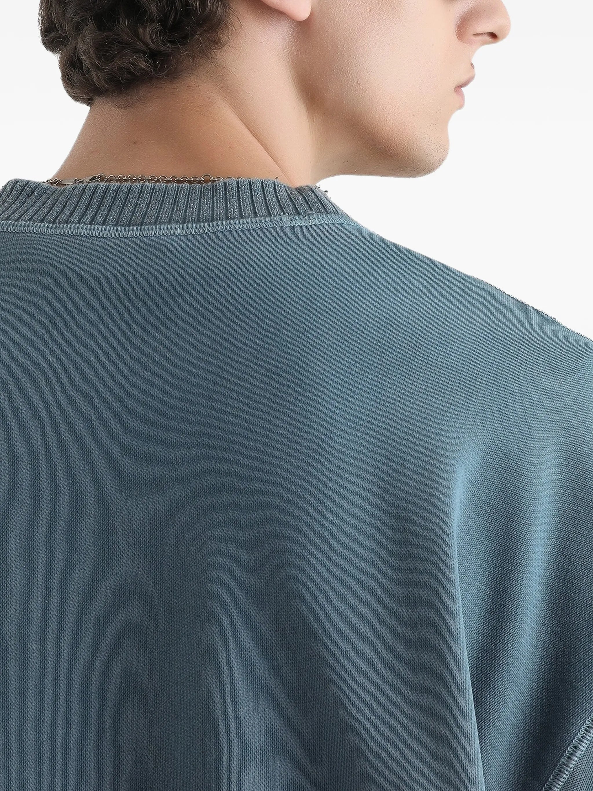 Washed Blue Relaxed Fit Leopard Sweatshirt