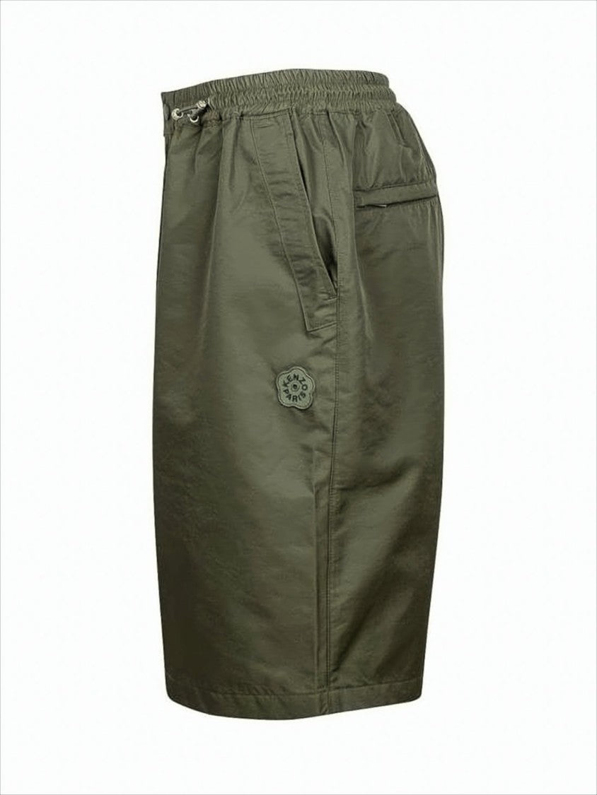 Green Relaxed-Fit Shorts with Adjustable Waistband