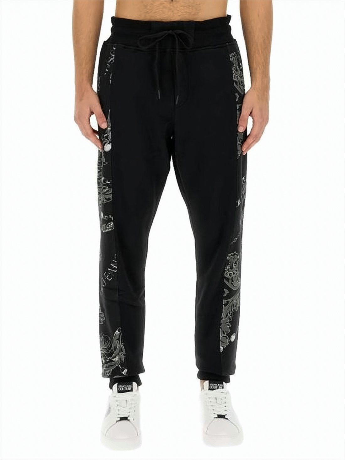 Contemporary Black Jogger Pants with Graphic Detail