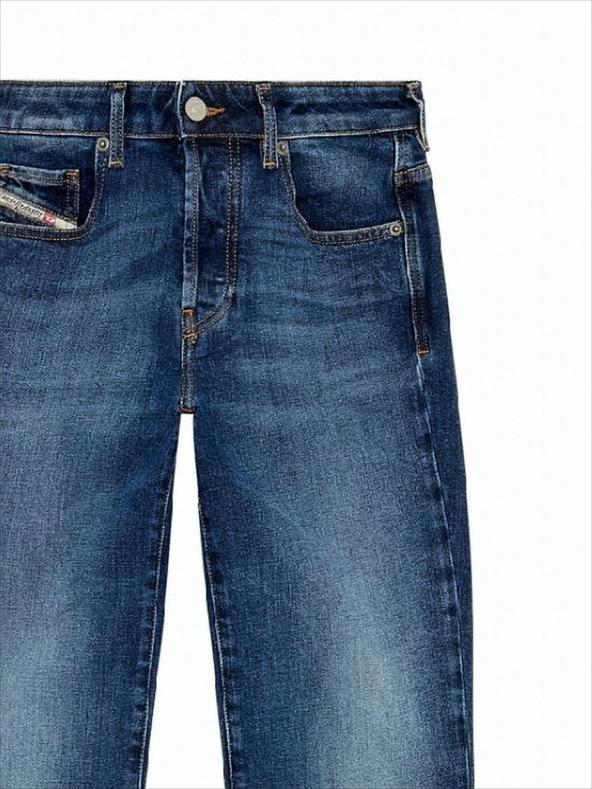 Medium Wash Straight-Leg Denim Pants