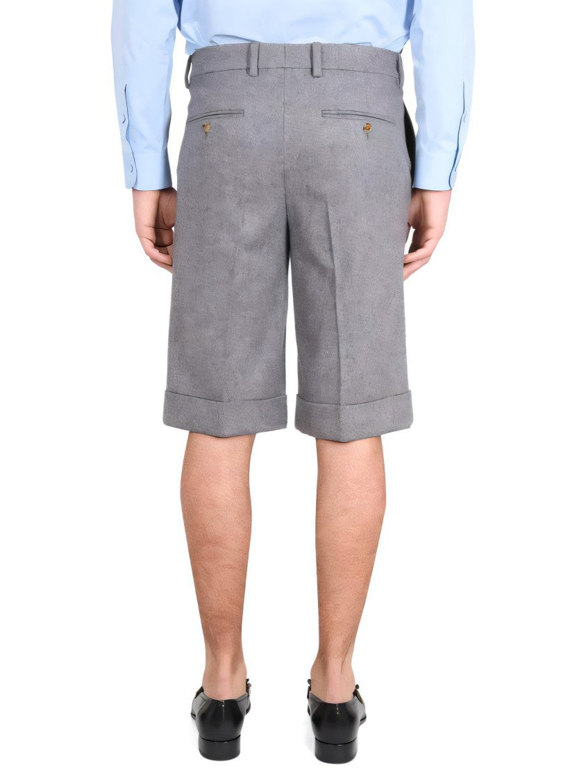 Tailored Grey Shorts with Cuffed Hem