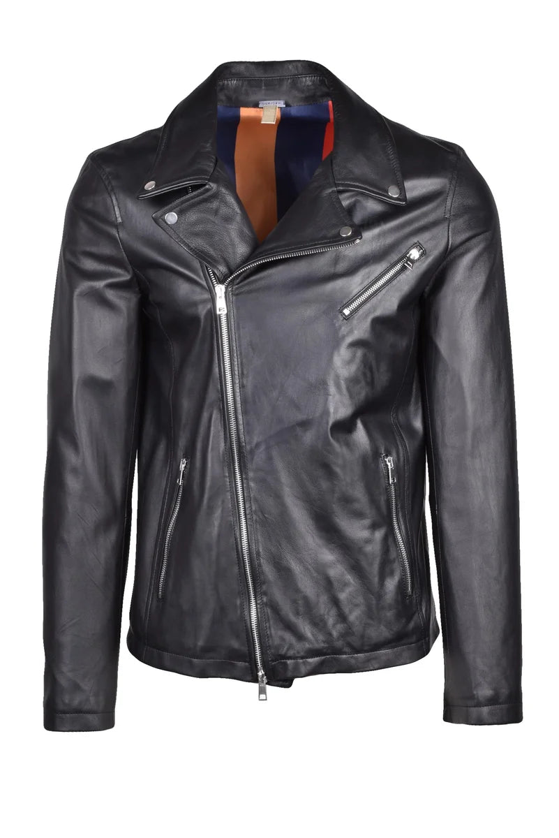 Leather Biker Jacket - Black
